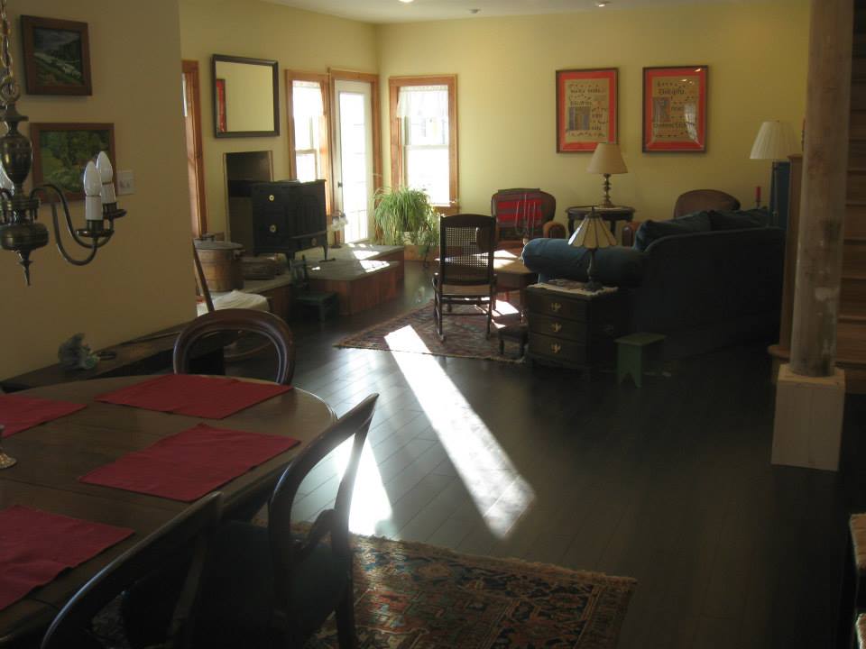 The dining room, looking toward the living room.